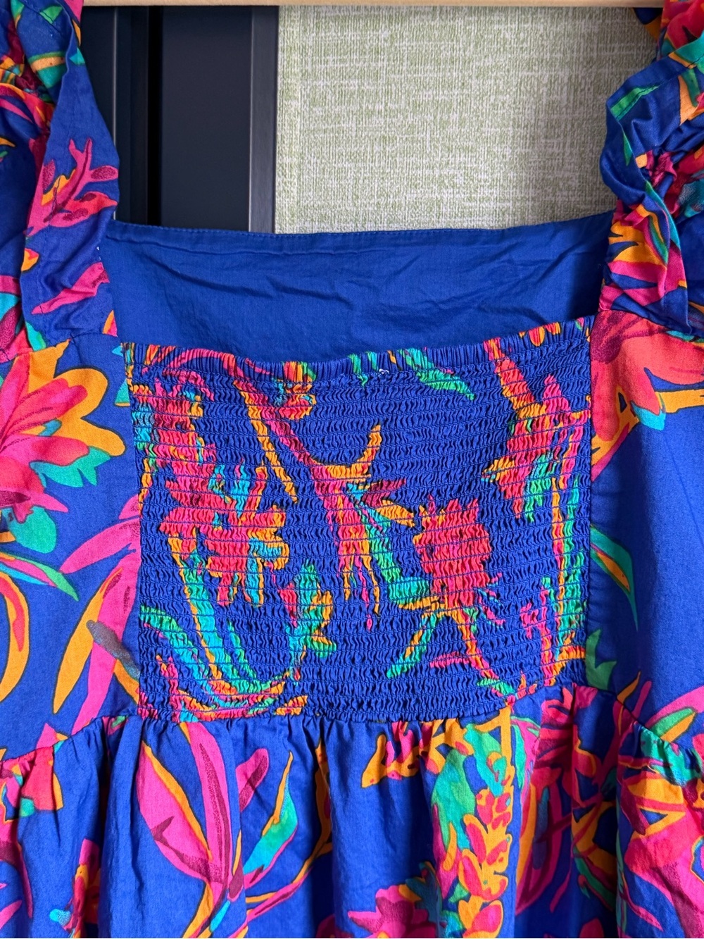 J. Crew 100% Cotton Bright Tropical Floral Print Ruffled Midi Dress, Size 6 - Picture 6 of 13